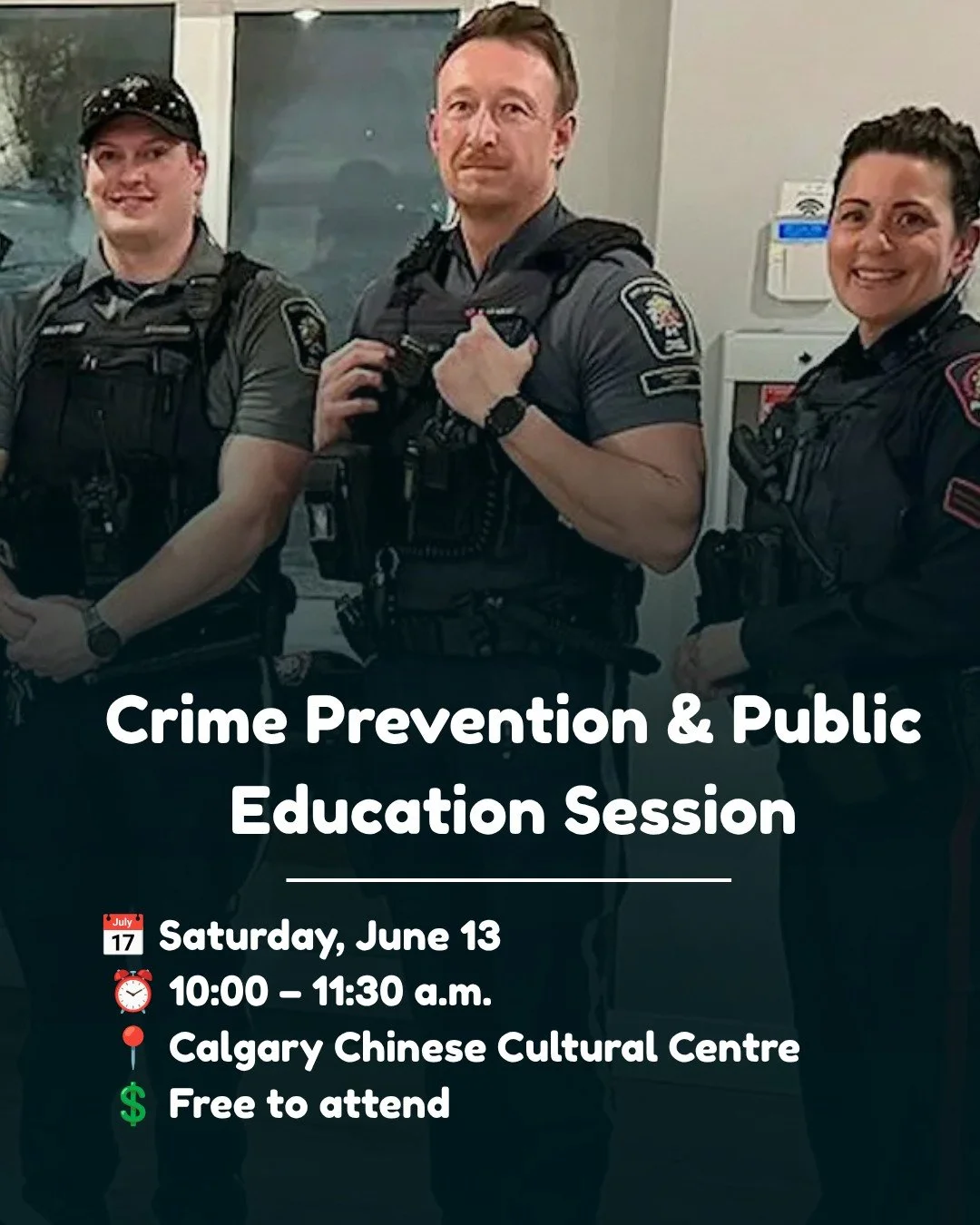 Join the Calgary Police Service for a free Crime Prevention &amp; Public Education Session covering personal safety, community safety, crime prevention strategies, and more. You'll also have the opportunity to ask questions directly to frontline poli