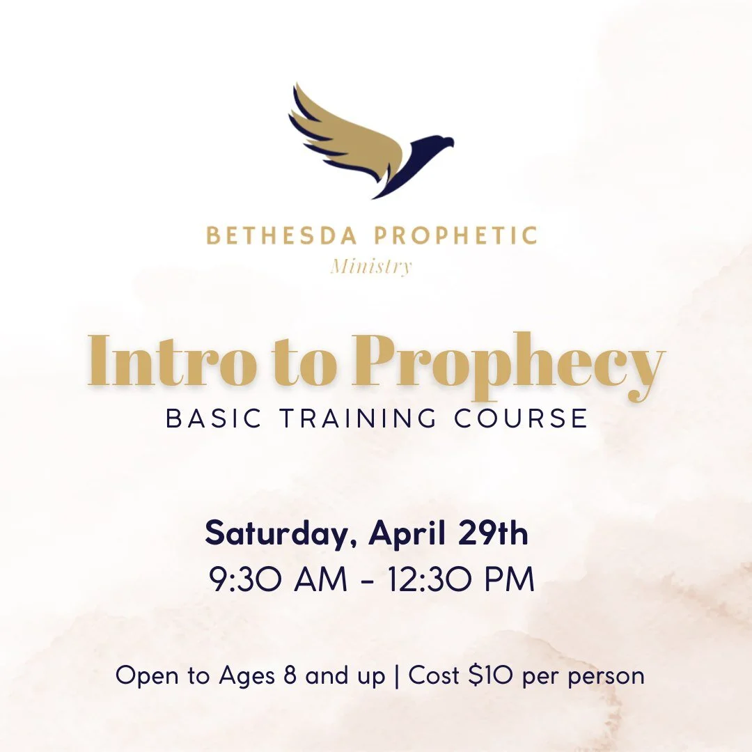 We are hosting an Intro to Prophecy: Basic Training Course, for anyone interested in learning more and getting connected with the prophetic ministry team.

Whether you are seasoned in prophetic ministry or you are just learning about this incredible 