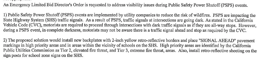 An excerpt from the official bid to CalTrans from page 2. Used with permission.