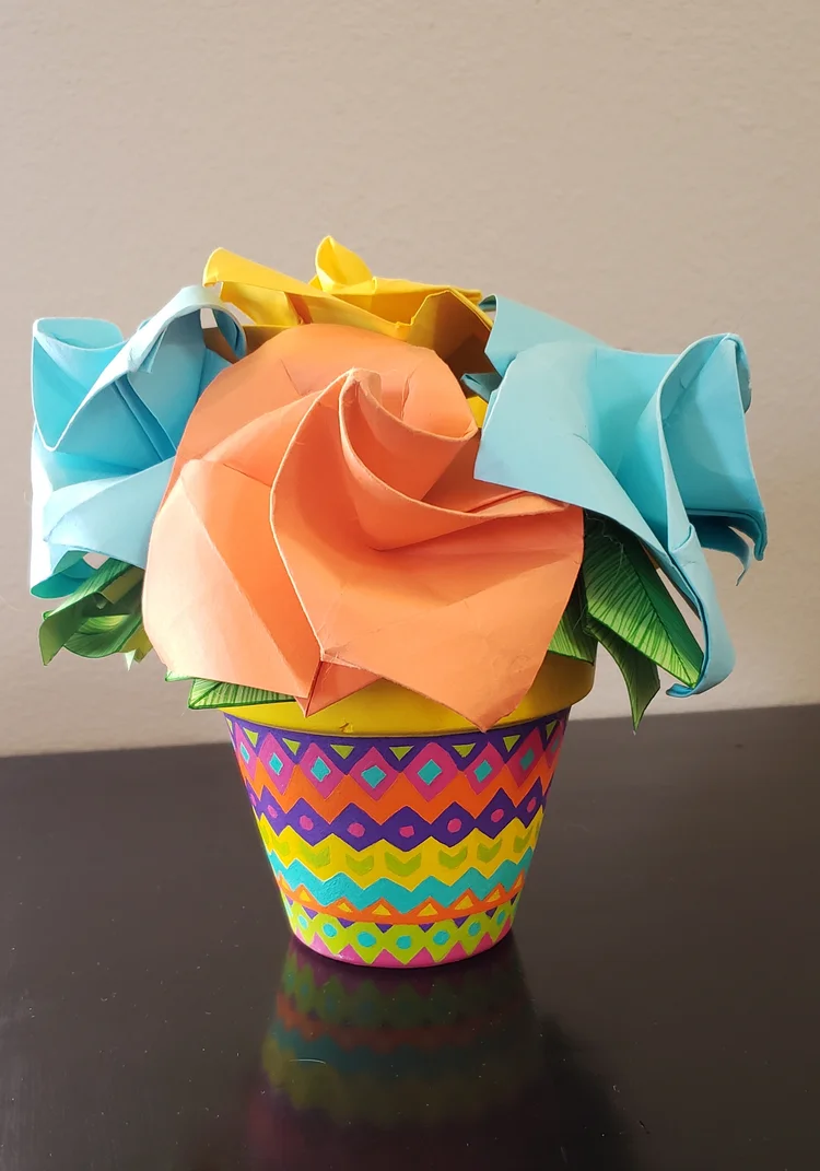 Handmade Origami Flower Pot Fiesta Iprefernm