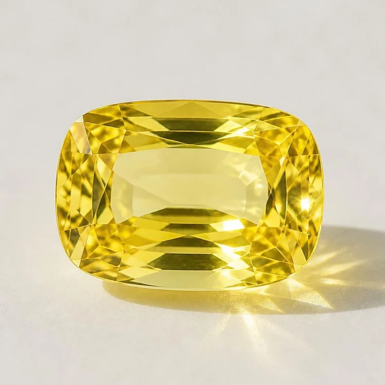 Illustration of a faceted canary tourmaline, yellow