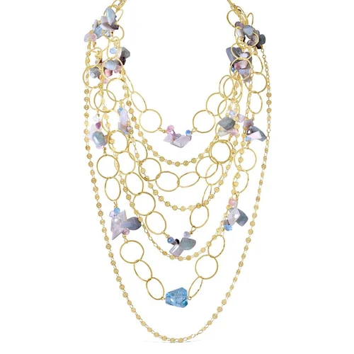 Pastel Gemstone Multi-Strand Statement Necklace, by Andrea Li