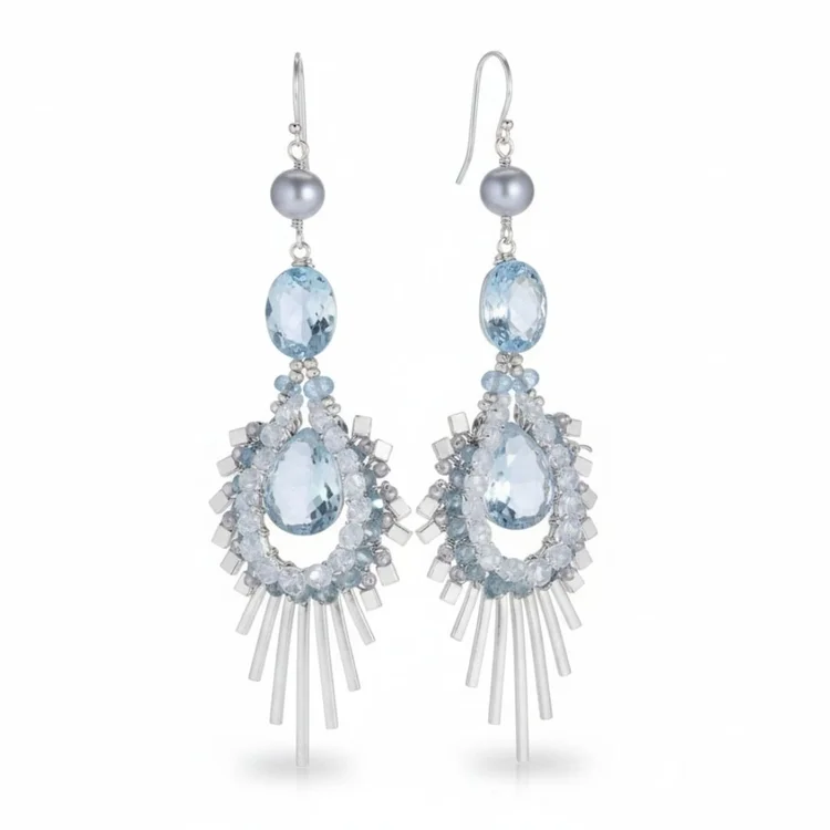 aquamarine and silver earrings