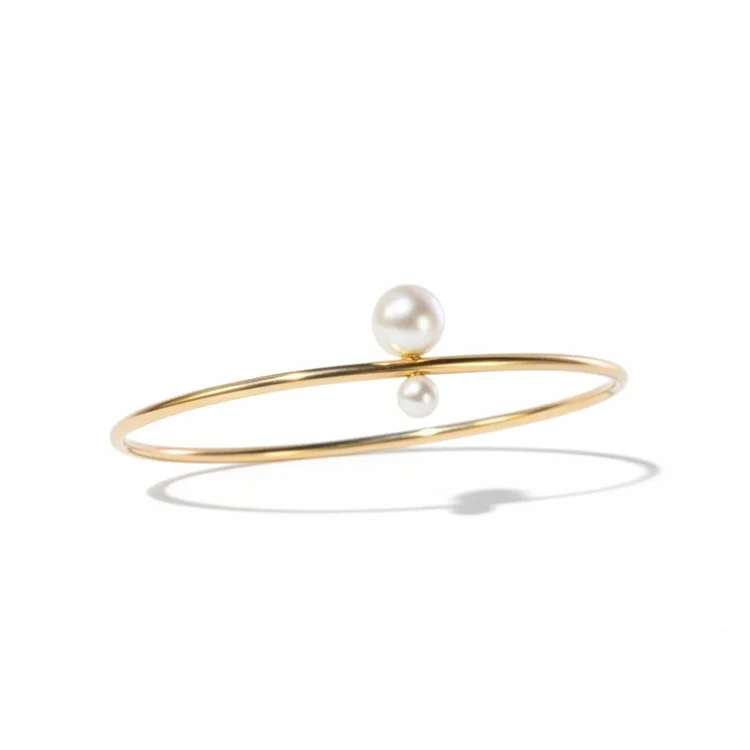 14k Gold-Filled Graduated Two Pearl Bangle, by Andrea Li