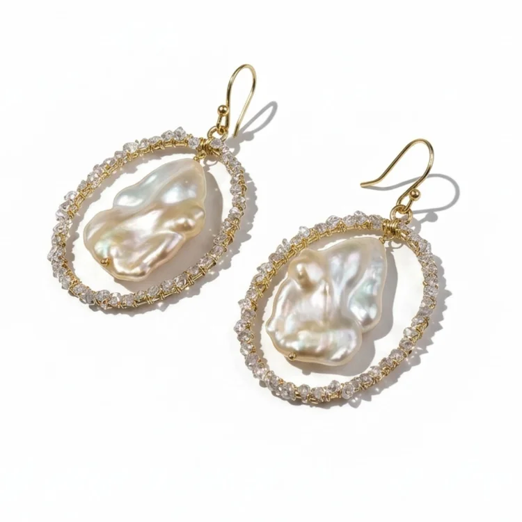 Golden Hour Vermeil Oval Pearl Earrings, by Andrea Li