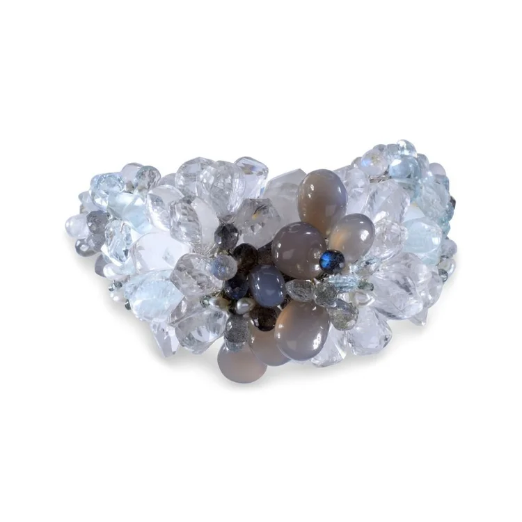 White Topaz and Gemstone Statement Cuff, by Andrea Li