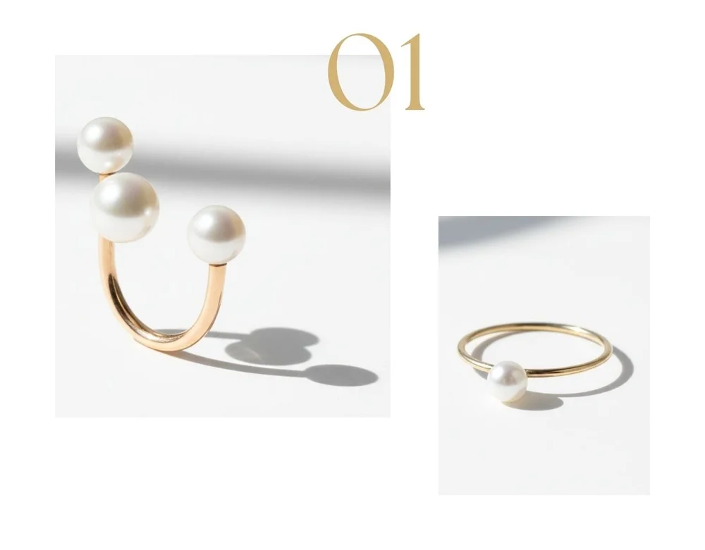 Pearl rings by Andrea Li