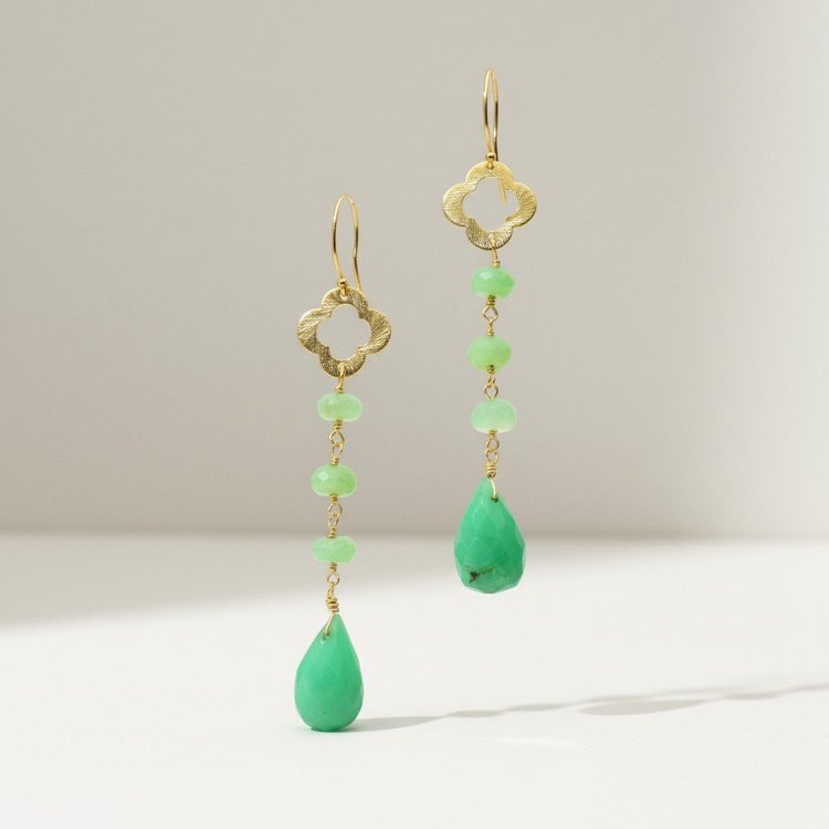 Chrysoprase Gemstone Oasis 3/4 Earring, by Andrea Li