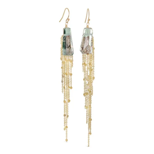 Green Long Gemstone Tassel Earrings, by Andrea Li