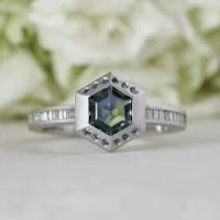 Artifex Solitaire with Hexagon Sapphire & Diamonds
