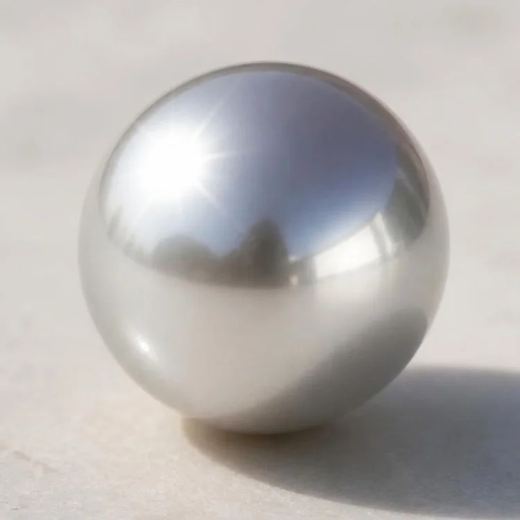 Illustration of a round silver pearl, cool silver-gray