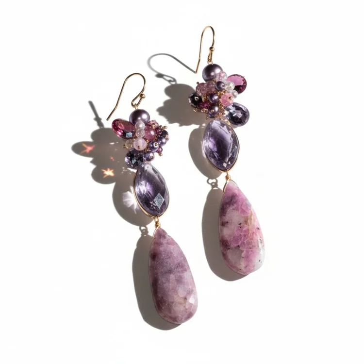 Amethyst and sapphire earrings, by Andrea Li
