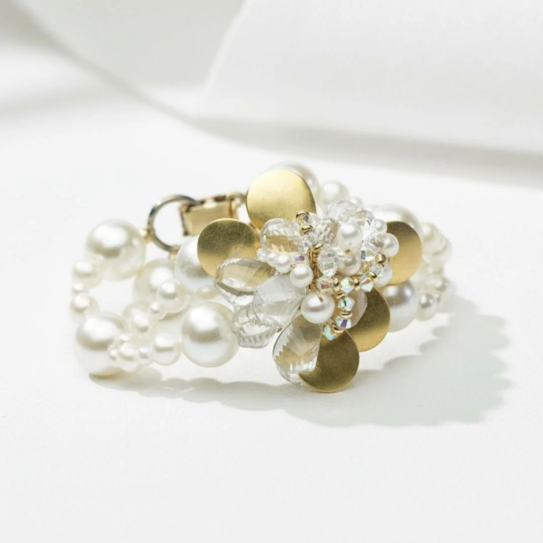 Multi Strand Pearl and Crystal Bracelet