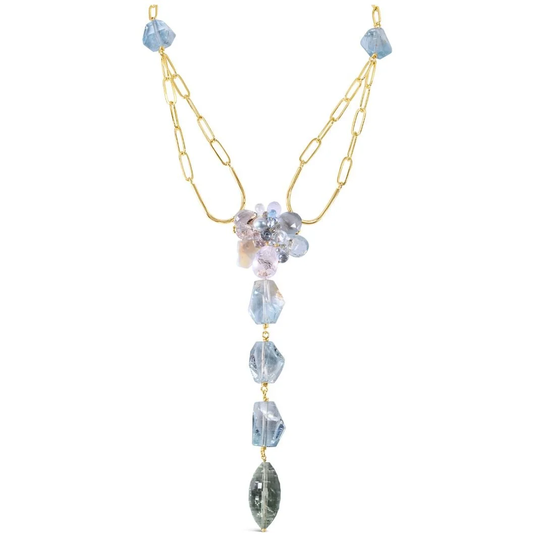 Pendant Pastel Gemstone Drop Necklace