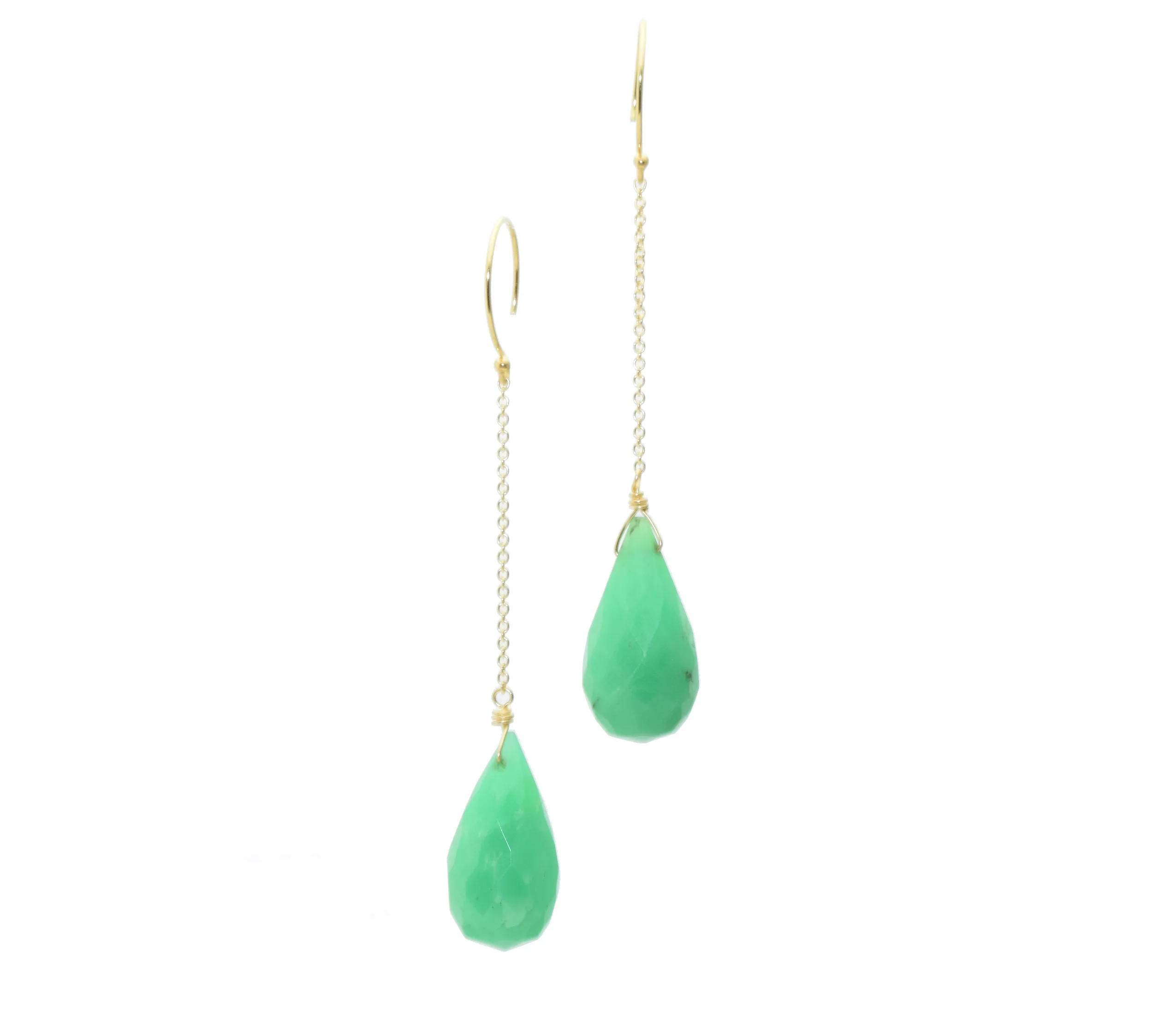 CHRYSOPRASE FROND EARRING
