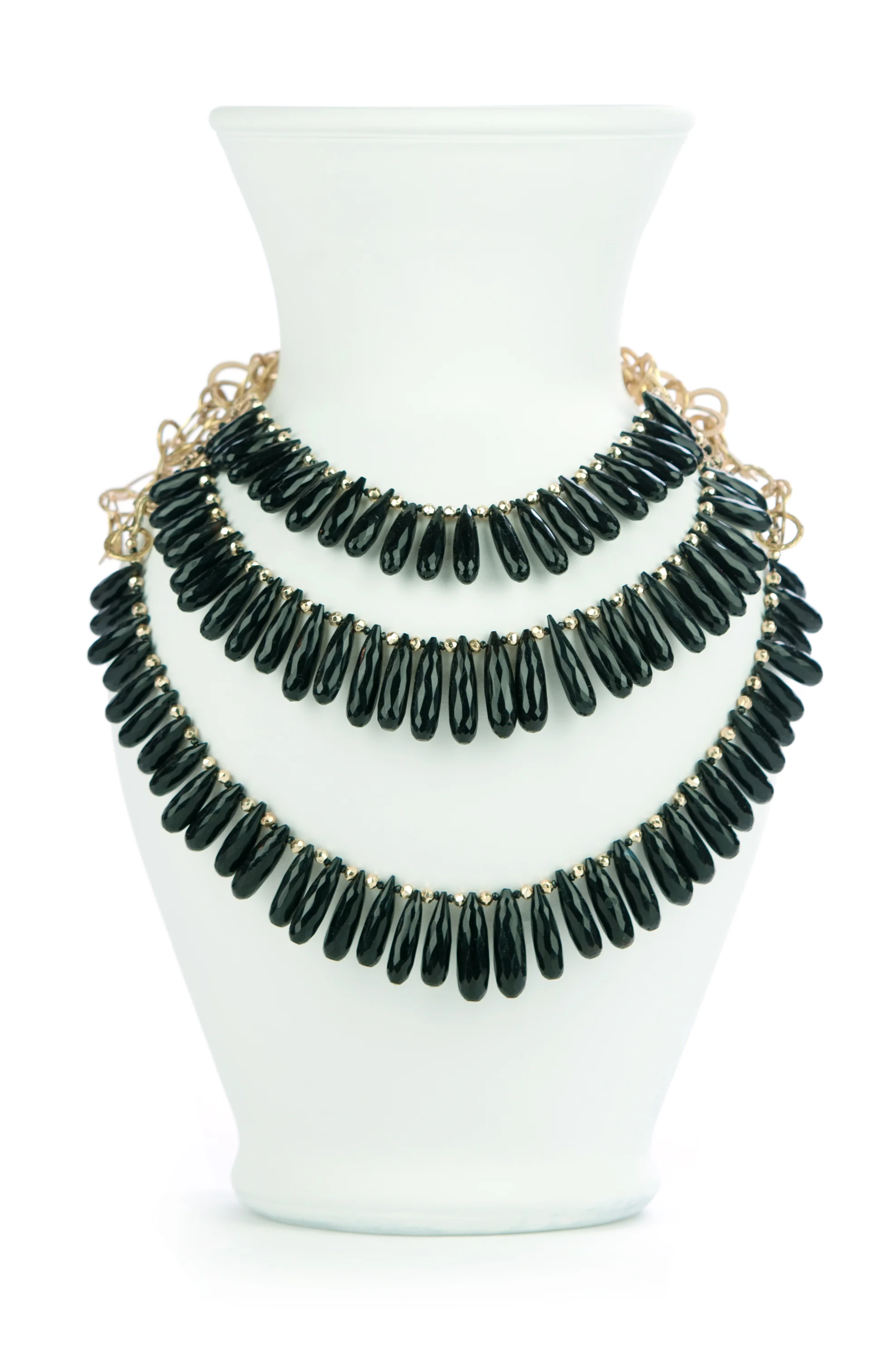 Black Spinel Multi Strand Necklace