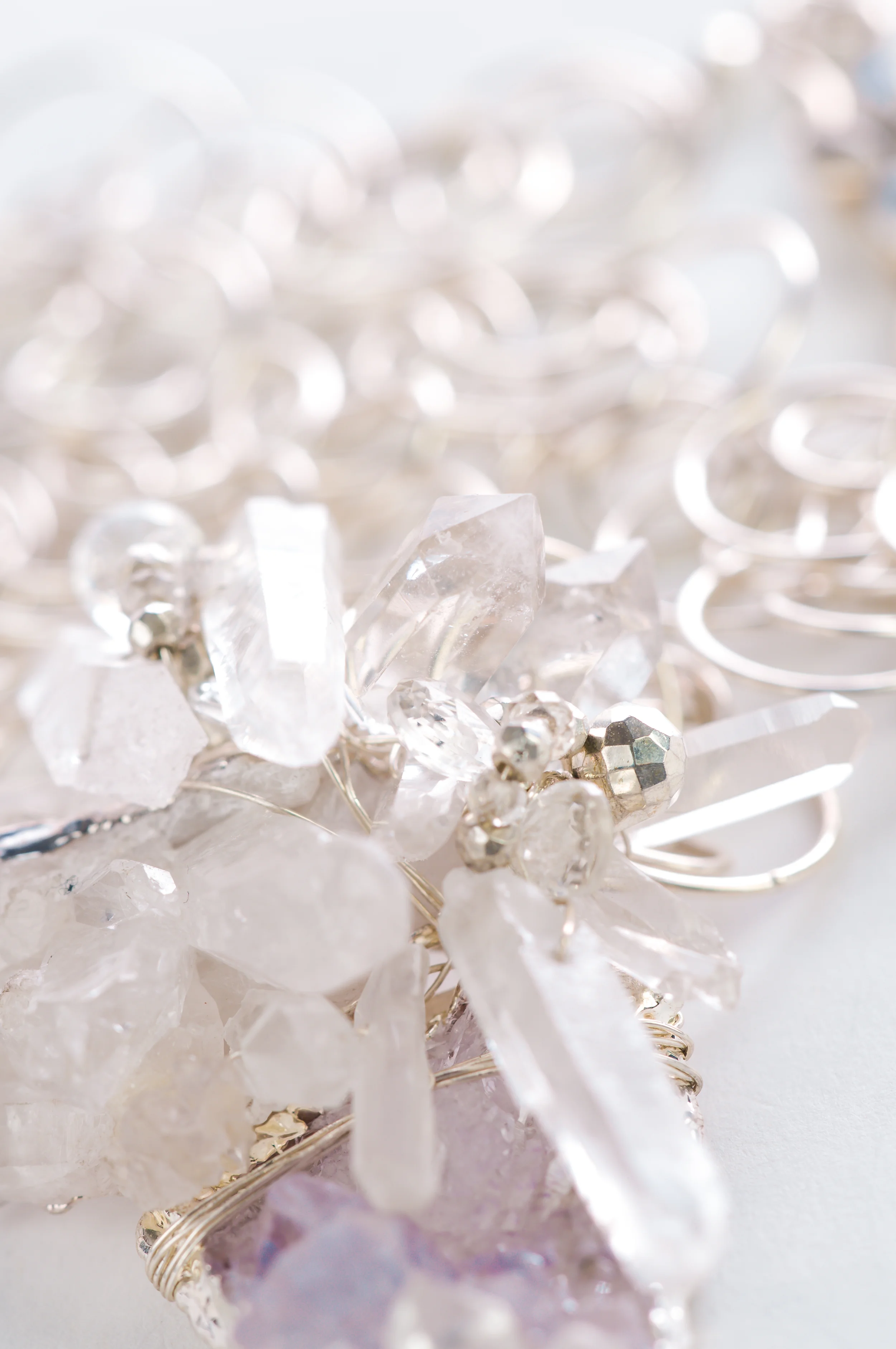Silver Crystal Gemstone Necklace
