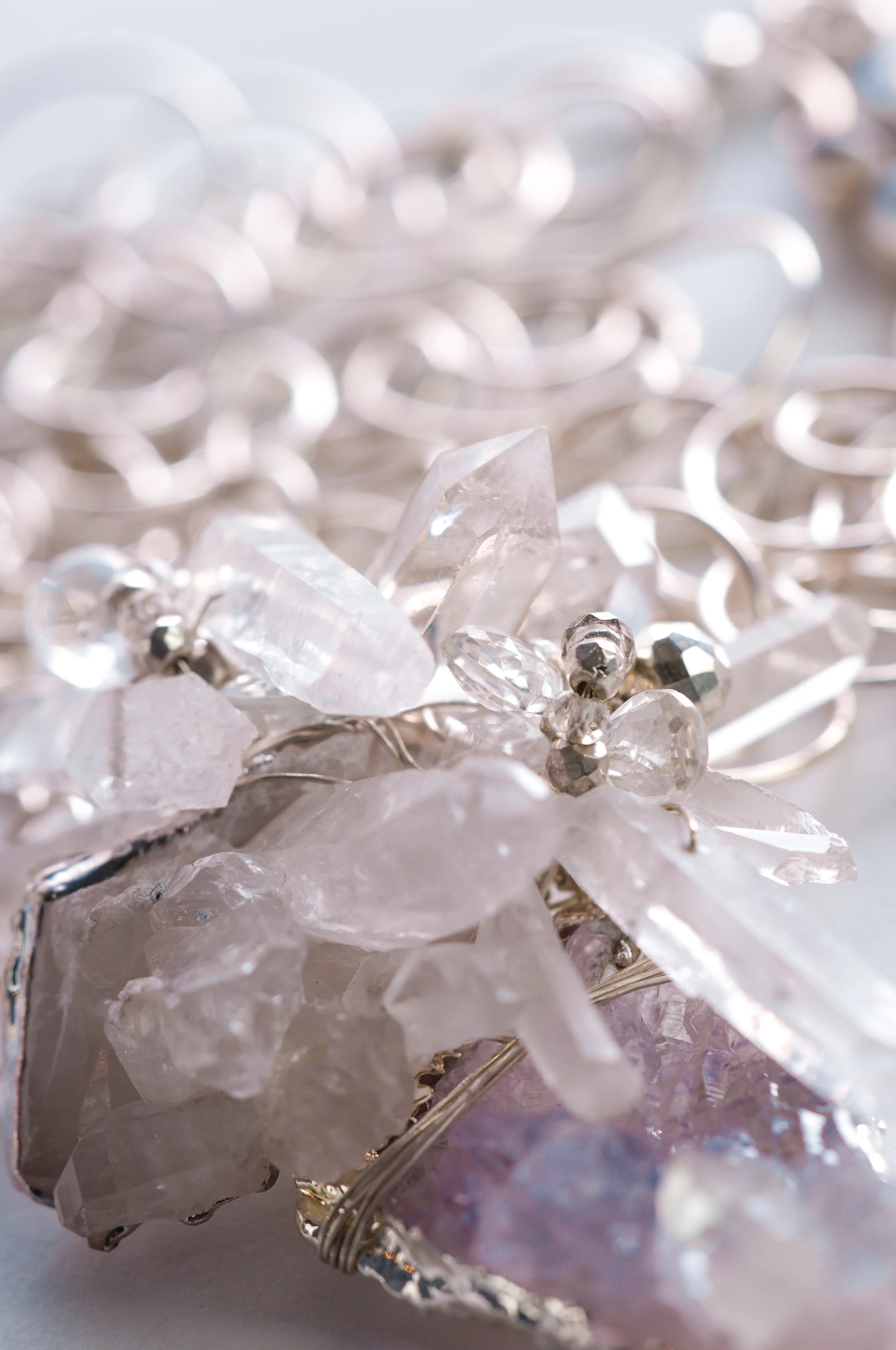 Silver Crystal Gemstone Necklace