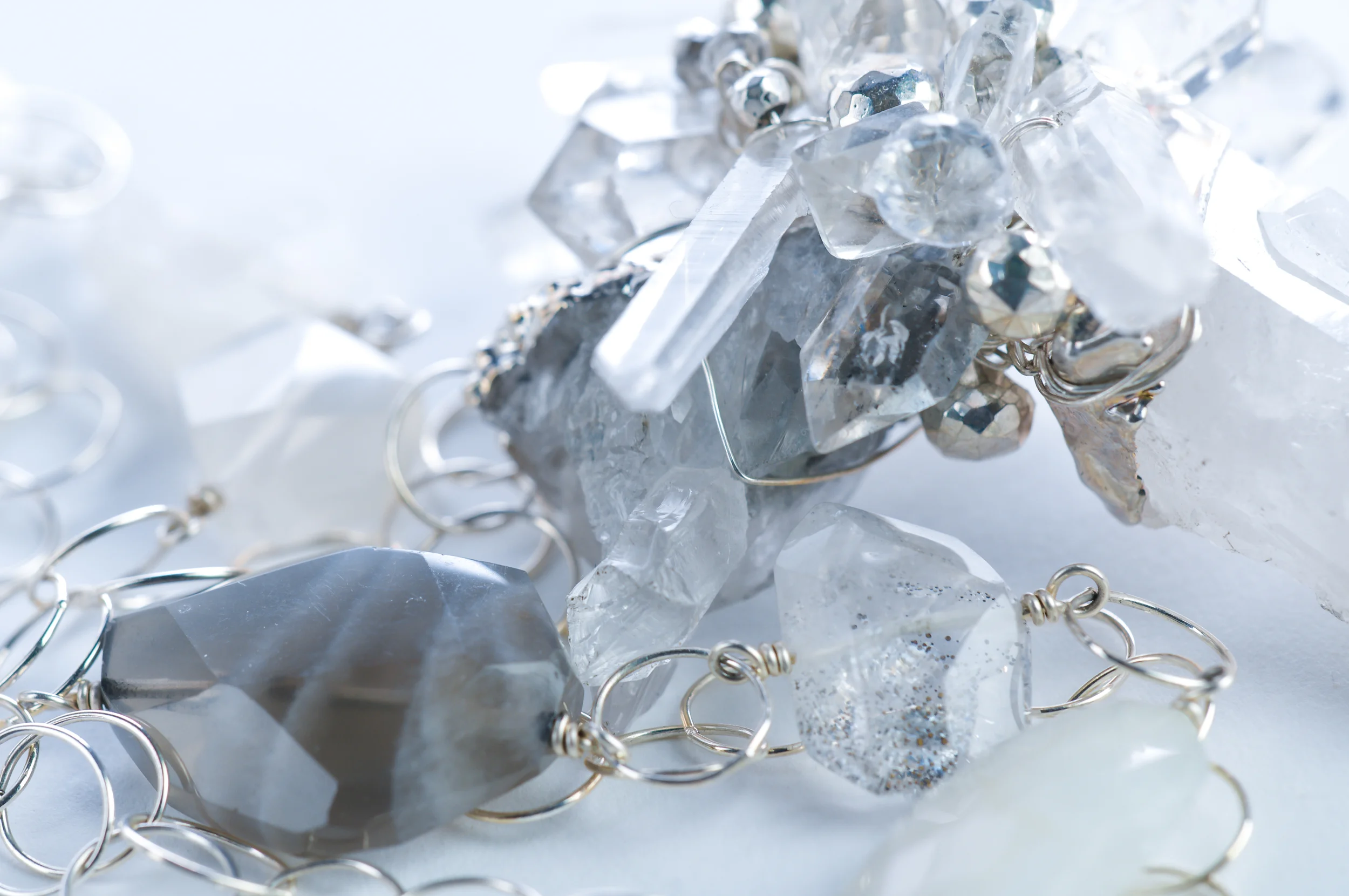 Silver Crystal Gemstone Necklace