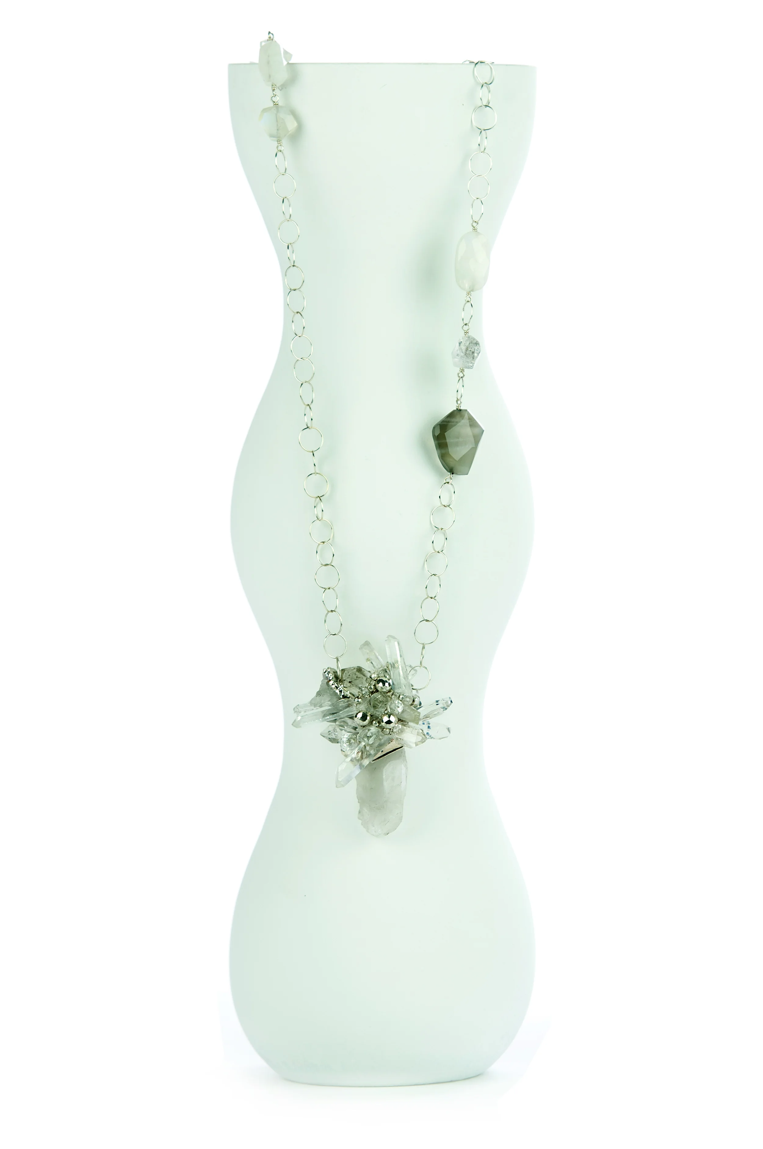 Silver Crystal Gemstone Necklace
