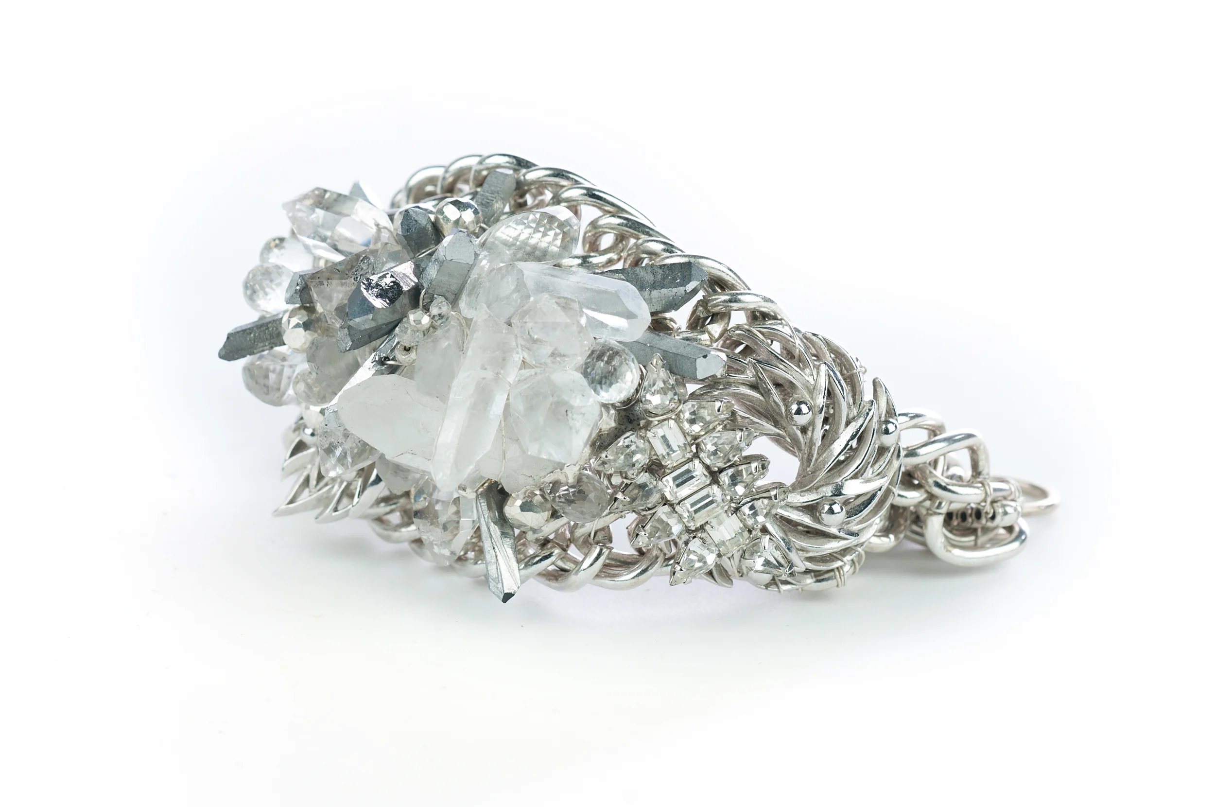 Silver vintage and crystal bracelet