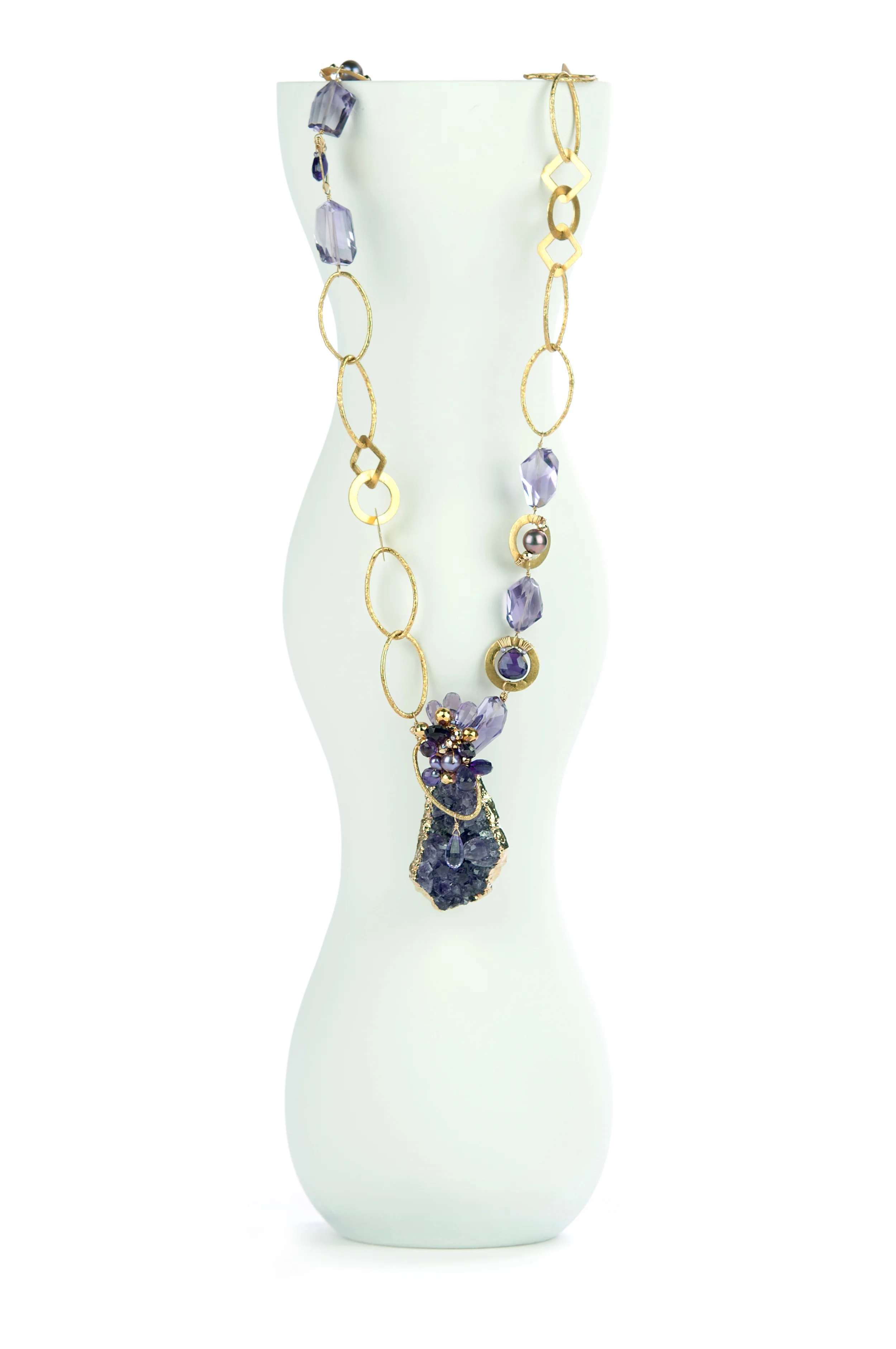 Amethyst Druzy Long Necklace