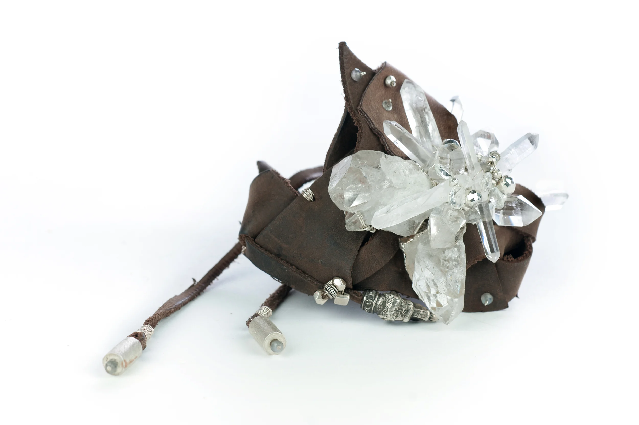 leather and crystal bracelet