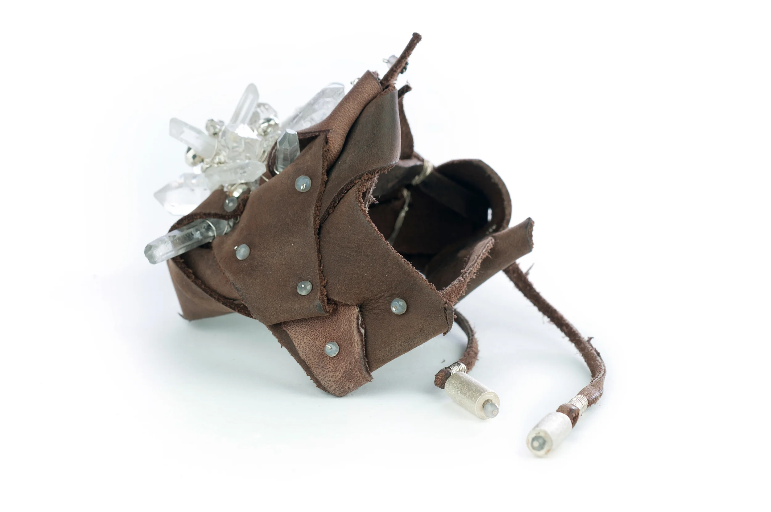 leather and crystal bracelet