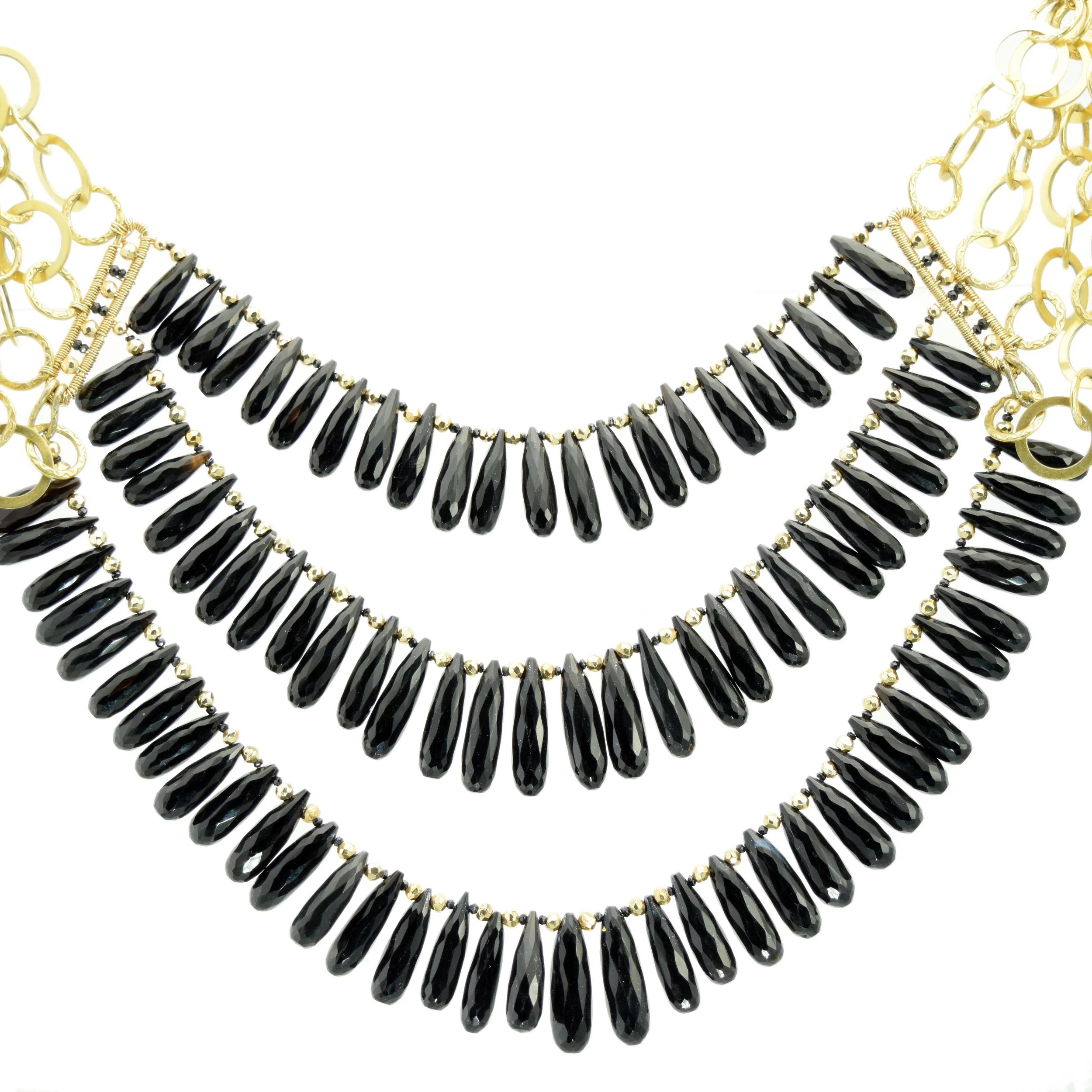 Black Spinel Multi Strand Necklace