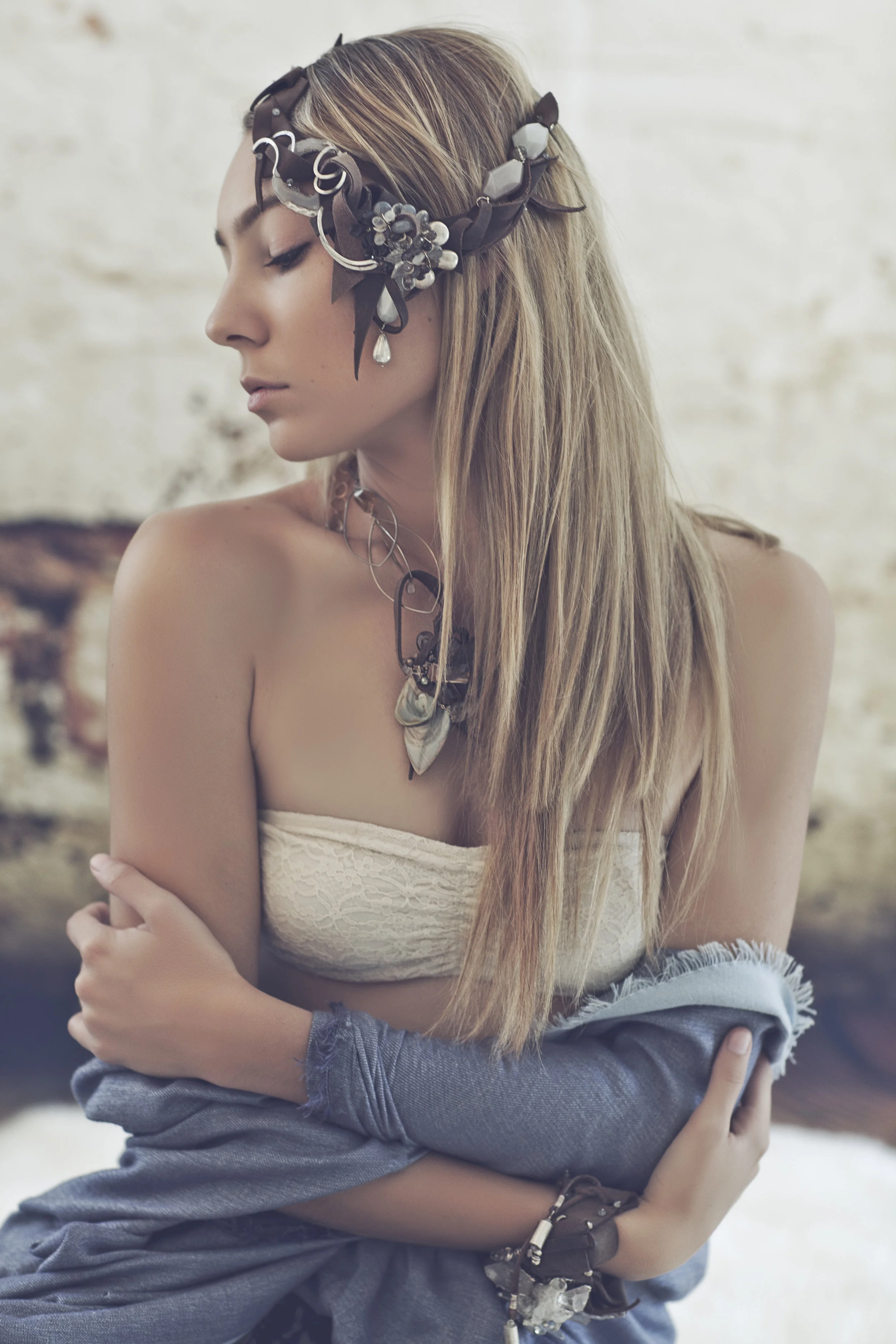leather and crystal bracelet