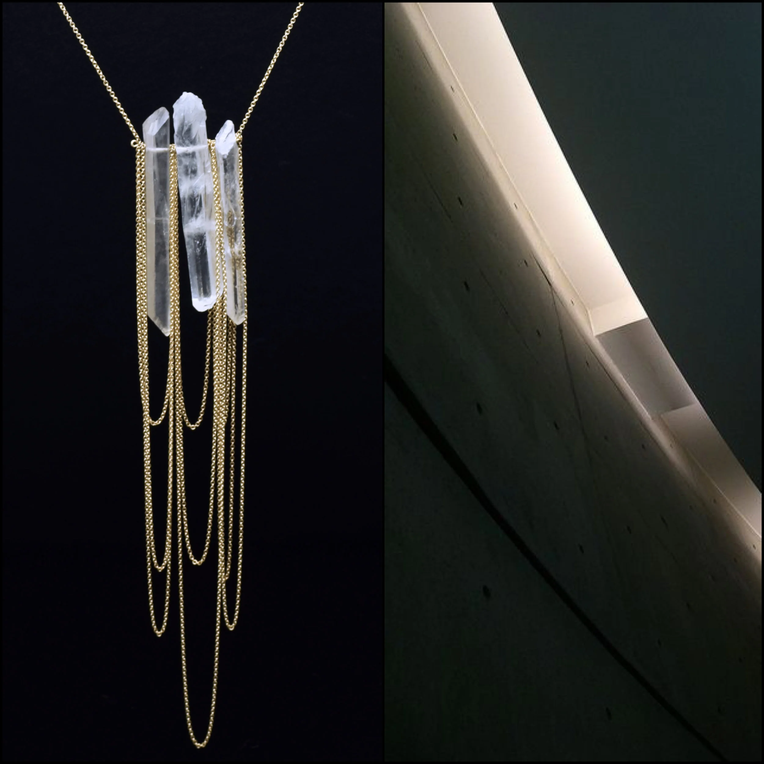 MULTI CHAIN DRAPE CRYSTAL PENDANT NECKLACE