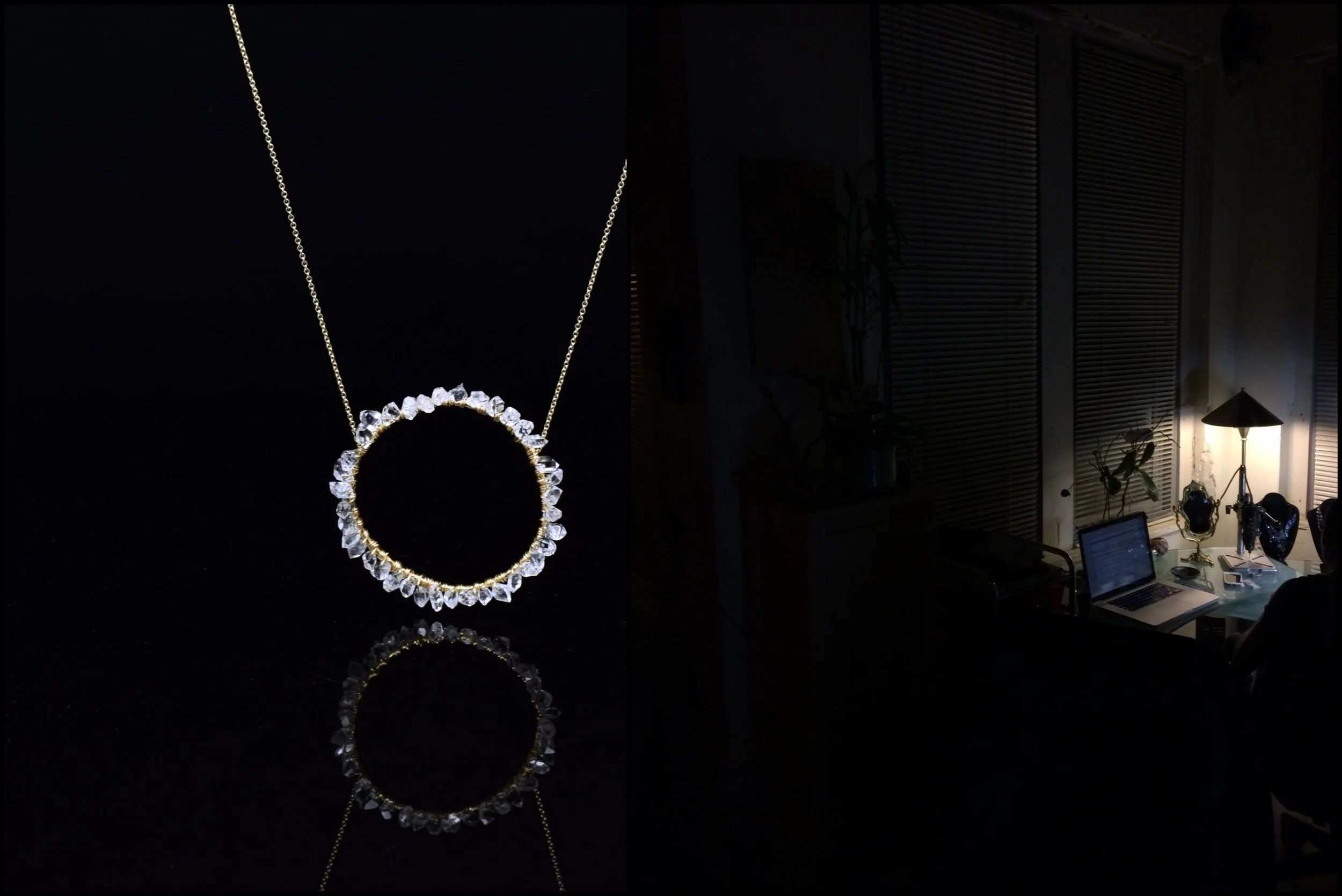 HERKIMER DIAMOND CIRCLE PENDANT NECKLACE