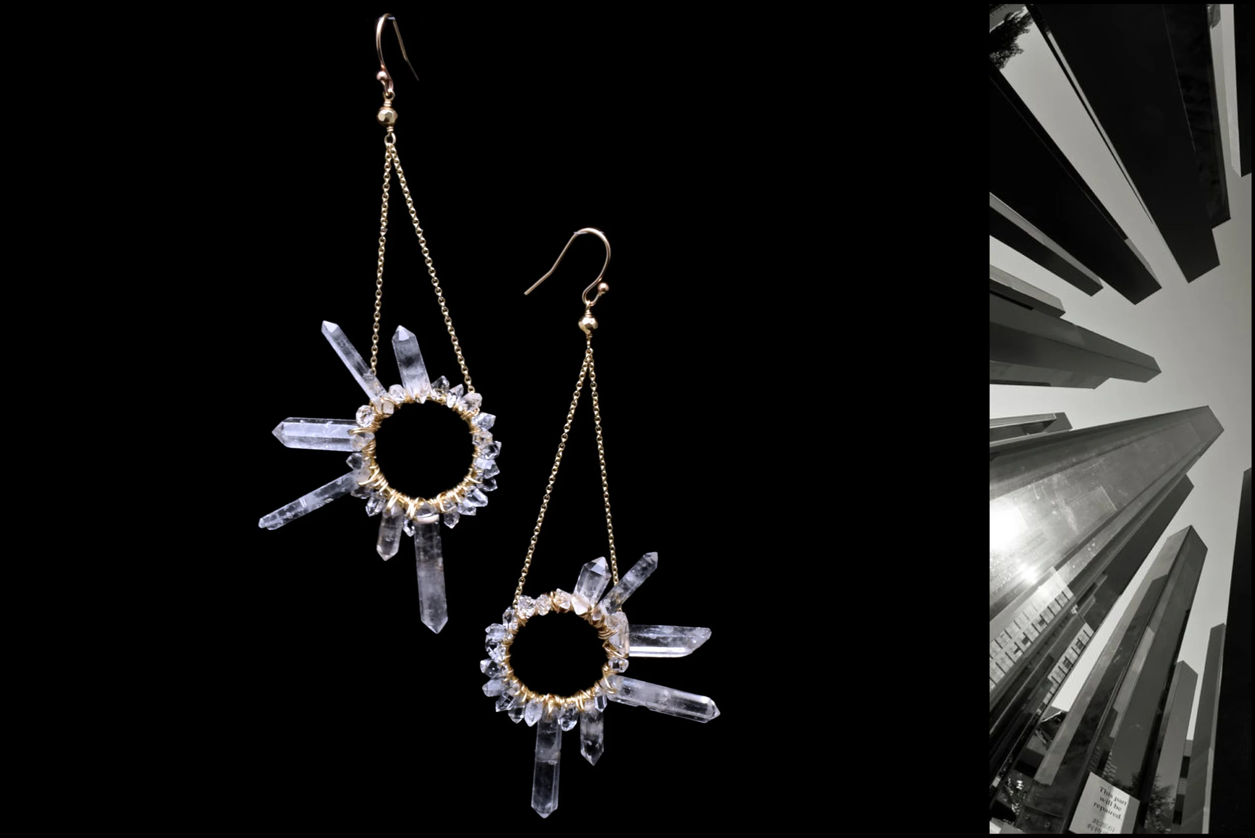 BURST HERKIMER EARRINGS