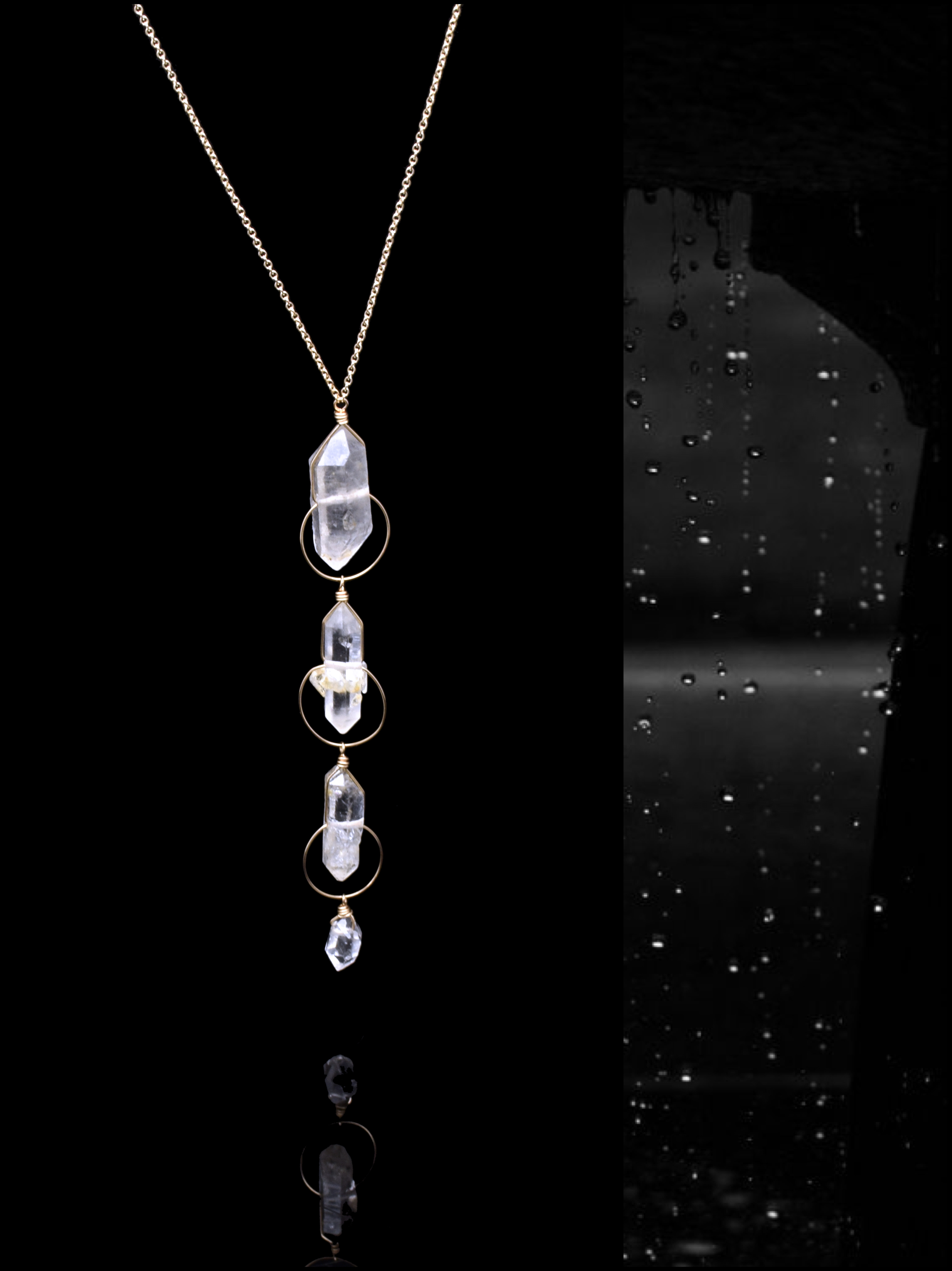 RAINDROPS CRYSTAL PENDANT NECKLACE