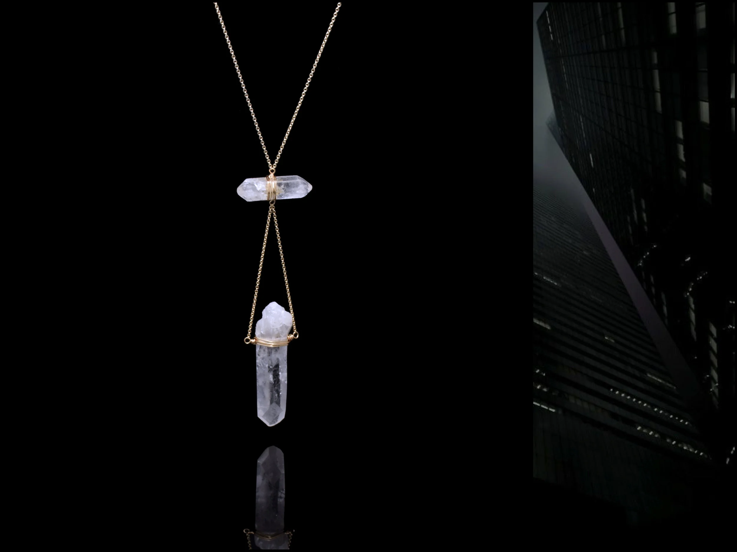 HANGING CRYSTAL DROP NECKLACE