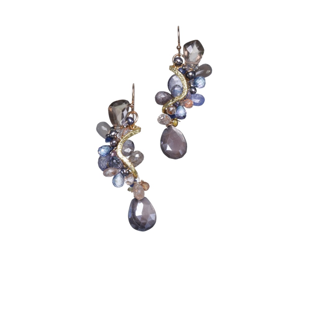 gemstone gold freshwater pearl earrings