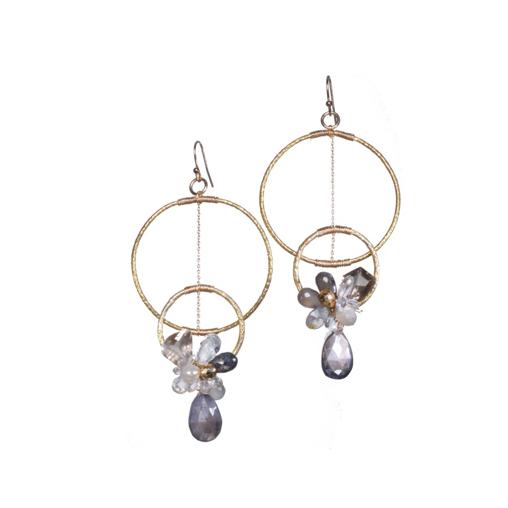 gemstone gold hoop earrings