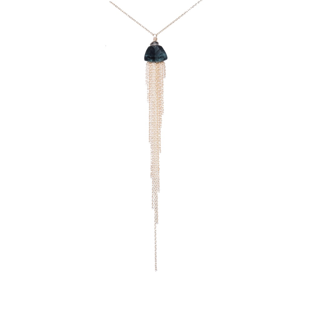 fancy trillion cut quartz gold cascading chain pendent necklace