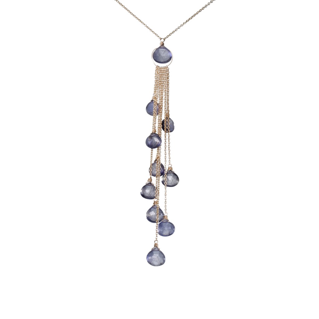 iolite multi drop gold chain necklace