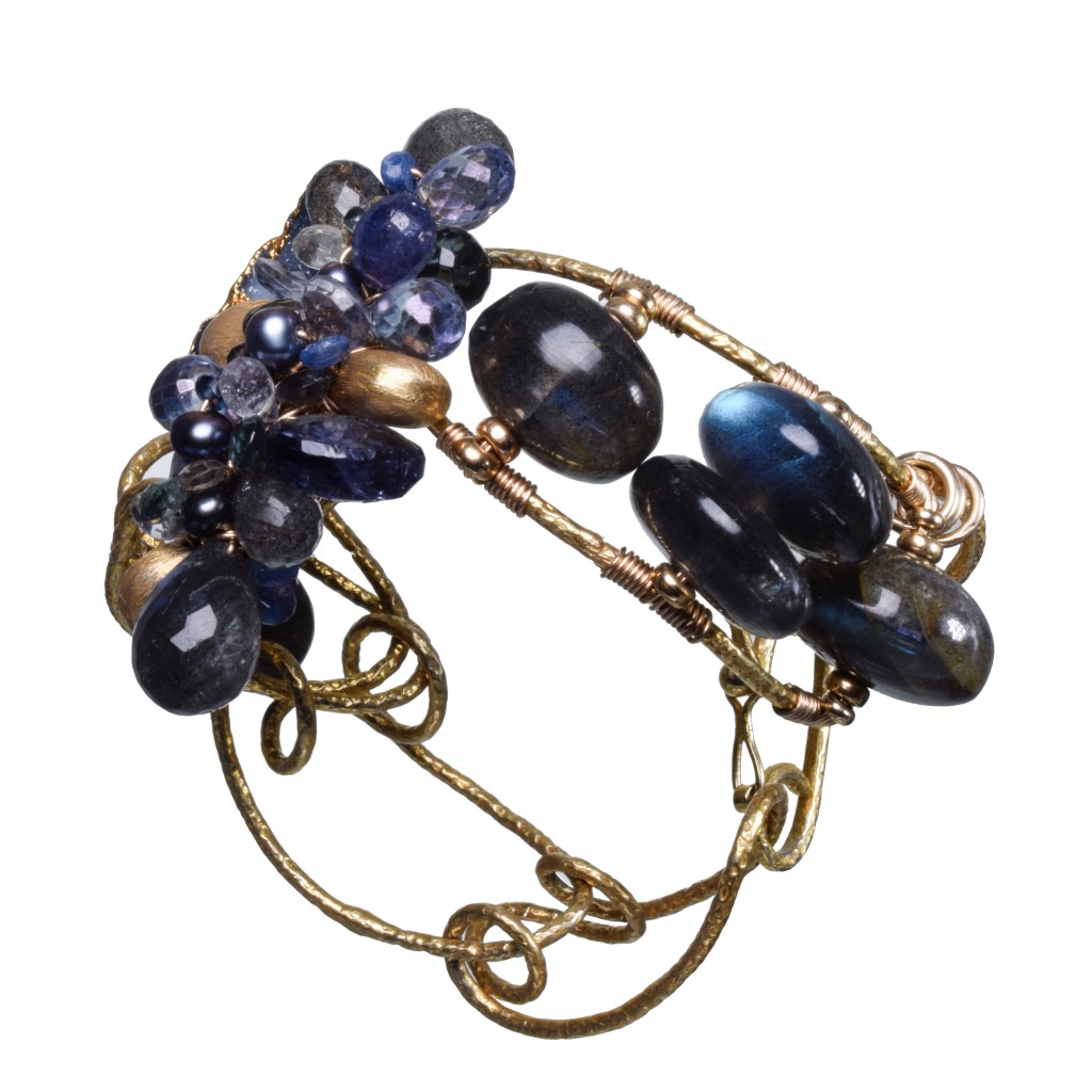 druzy labradorite gemstone gold link cuff bracelet