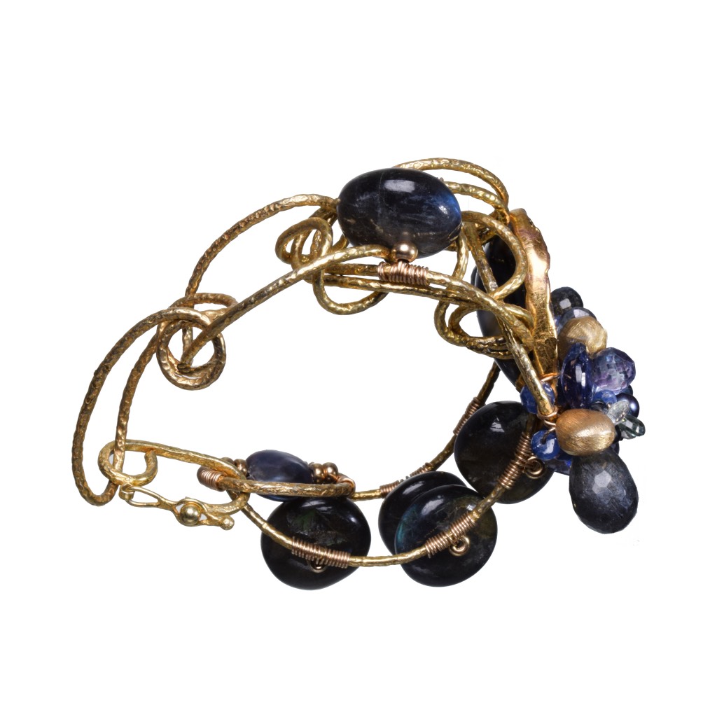 druzy labradorite gemstone gold link cuff bracelet