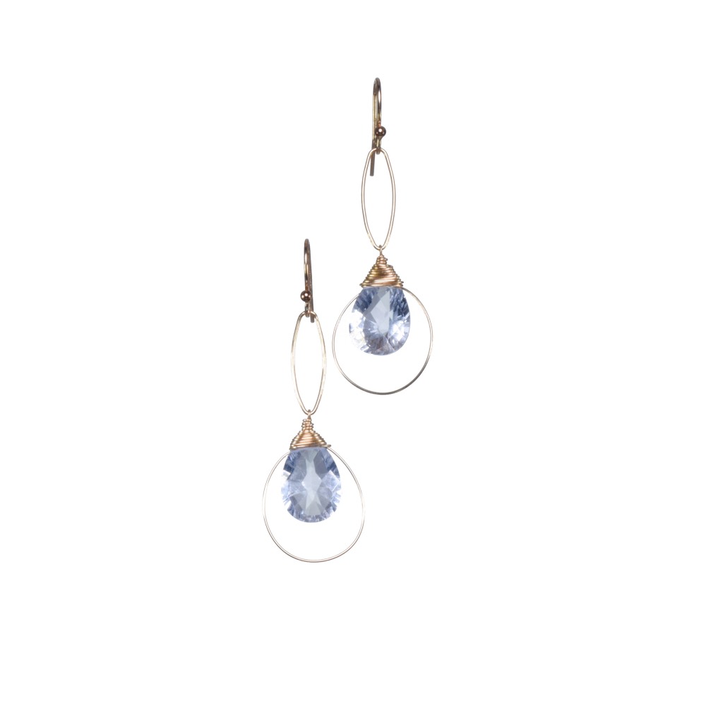 fancy cut quartz briolette gold earrings