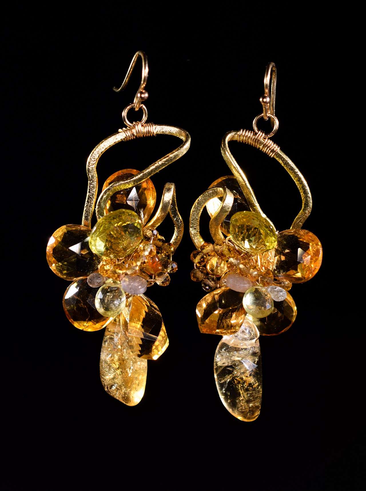 Citrine lemon topaz gold earrings