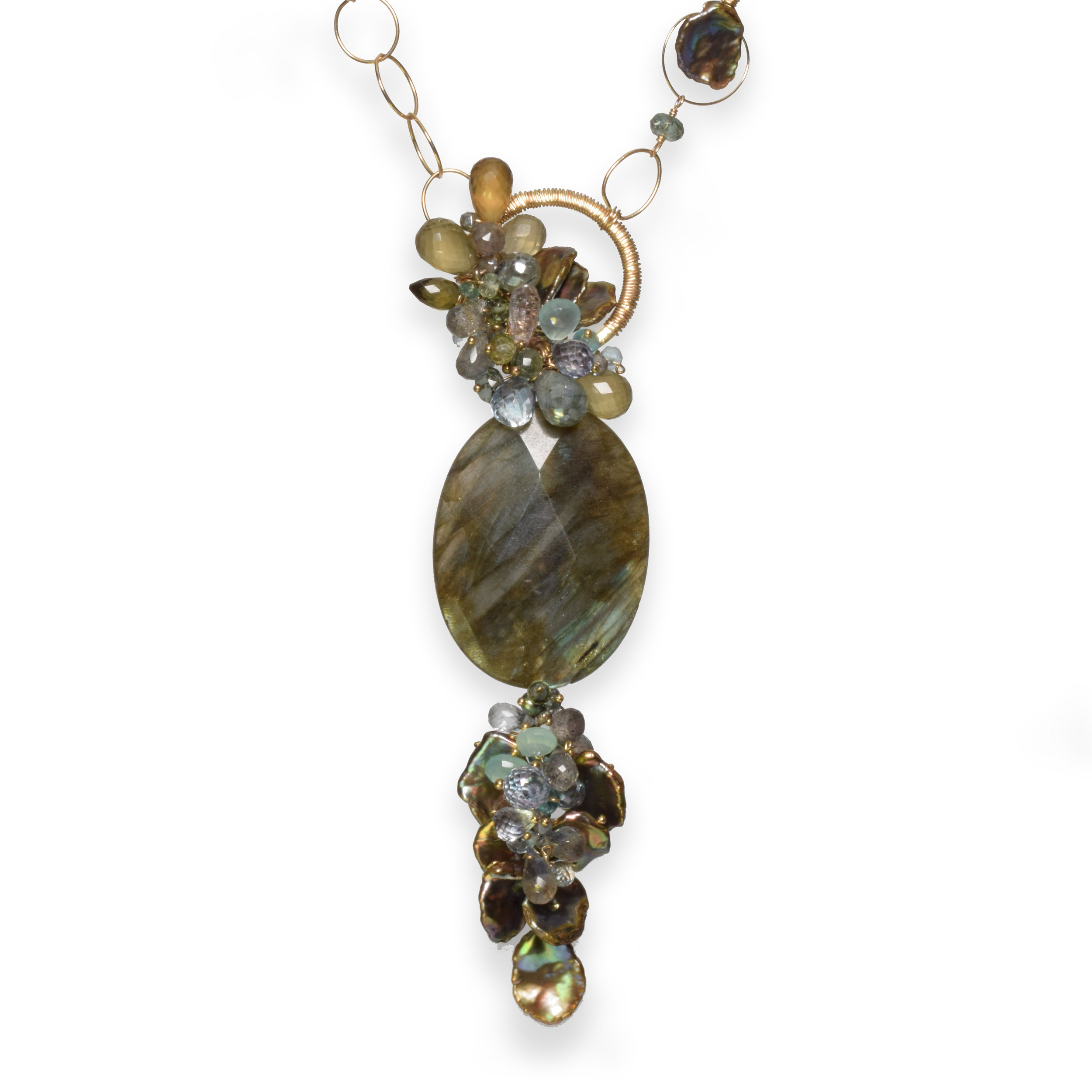 long labradorite gemstone gold necklace