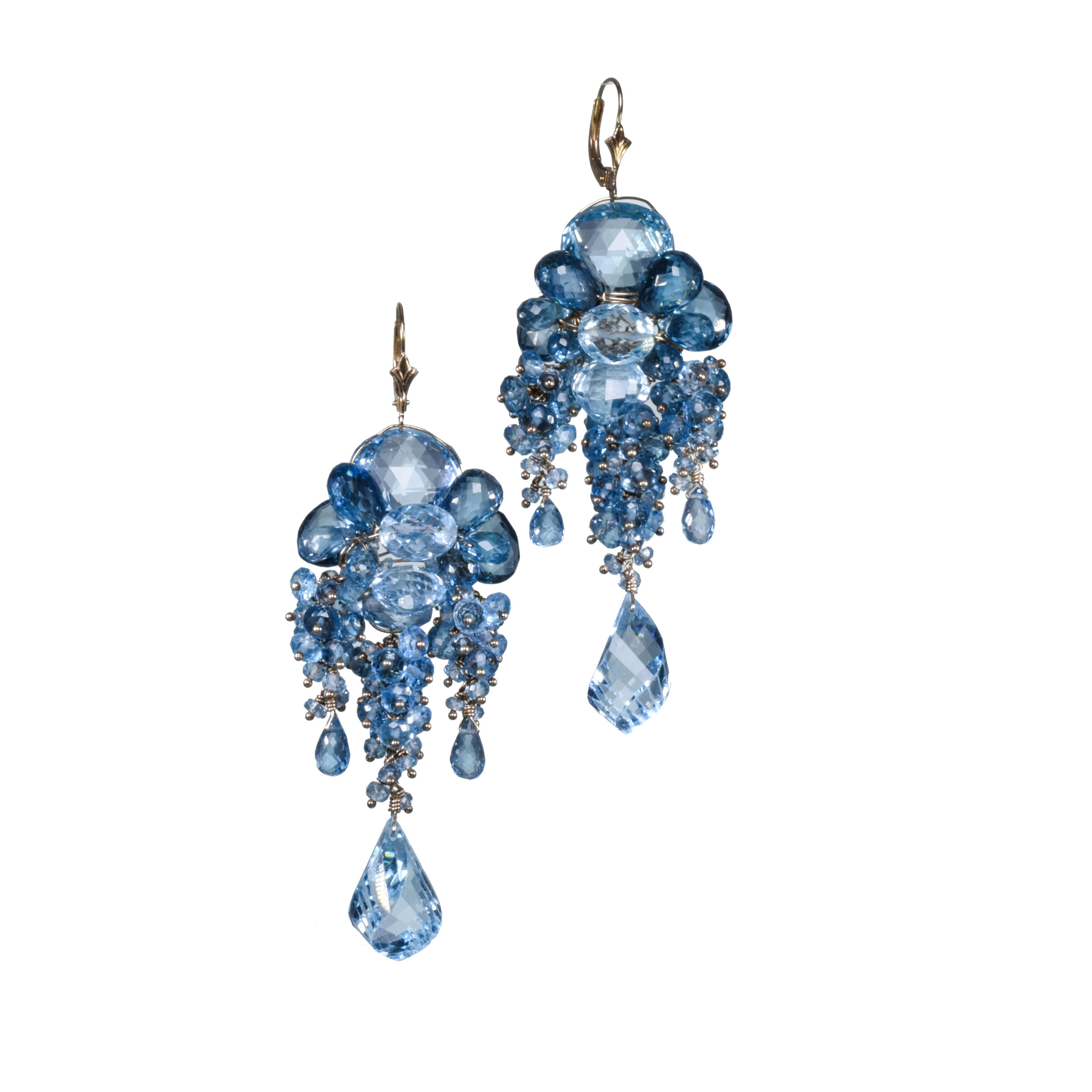 Swiss blue topaz London blue chandelier earrings