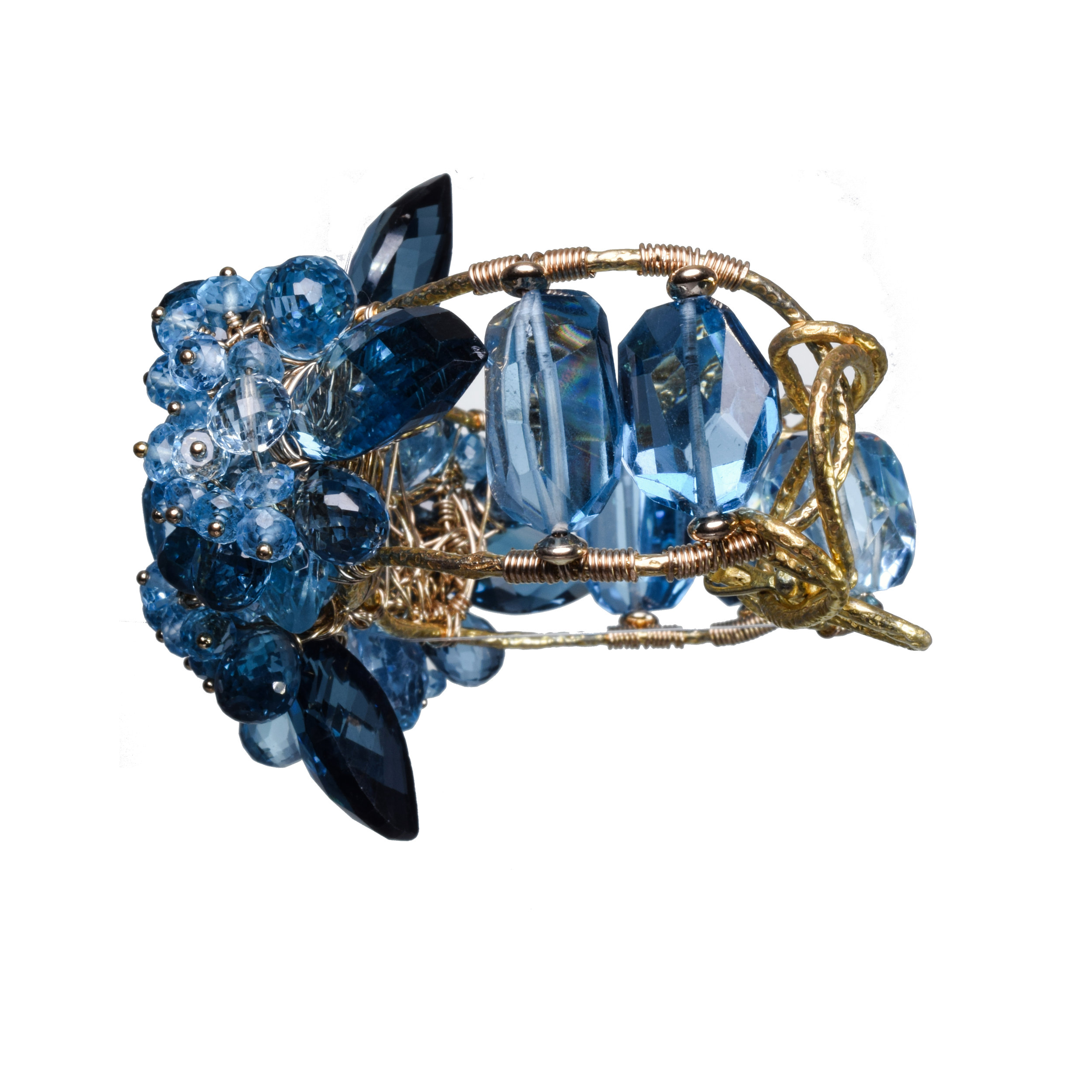 Swiss blue topaz London blue topaz gold bracelet