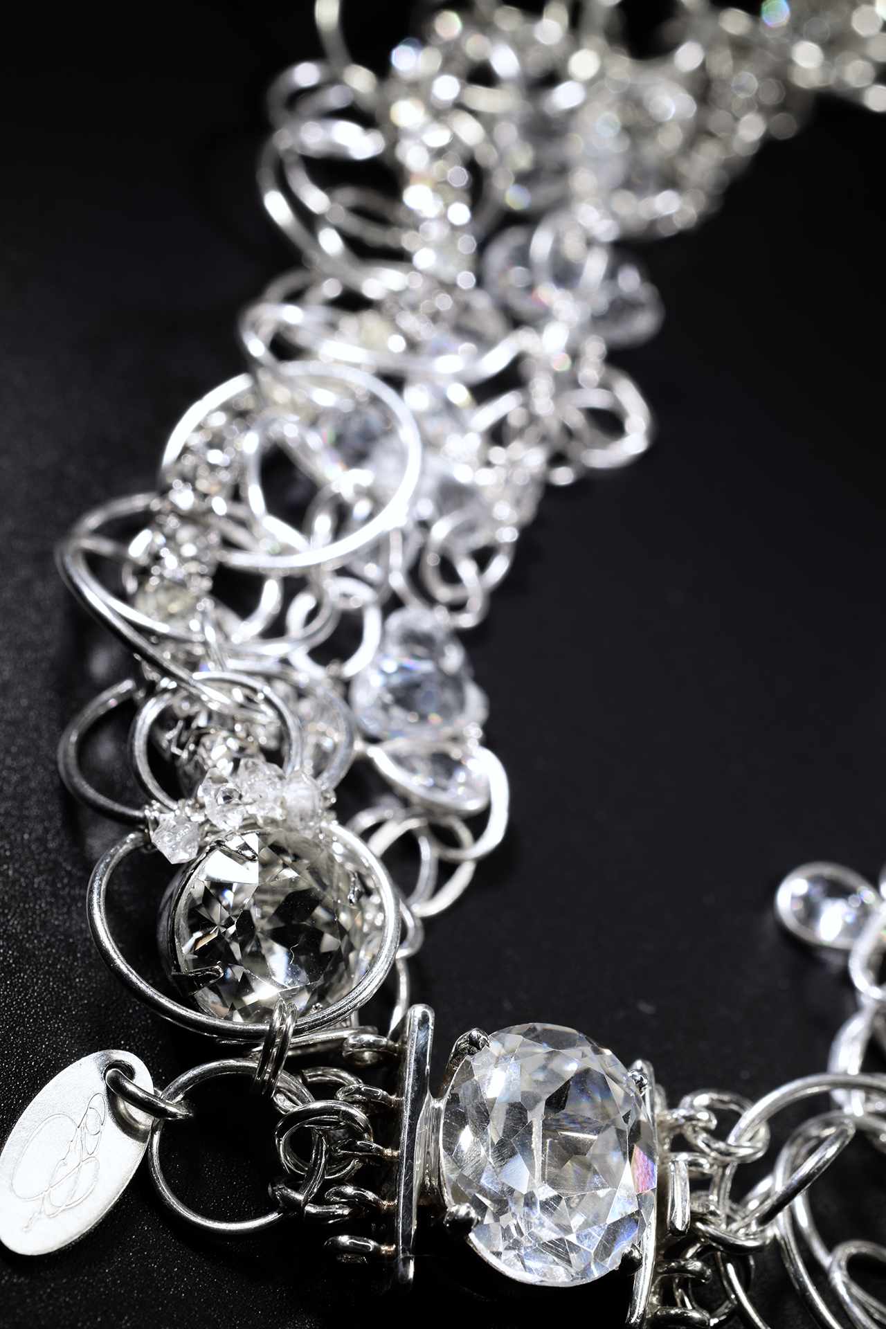 vintage rhinestone silver statement necklace