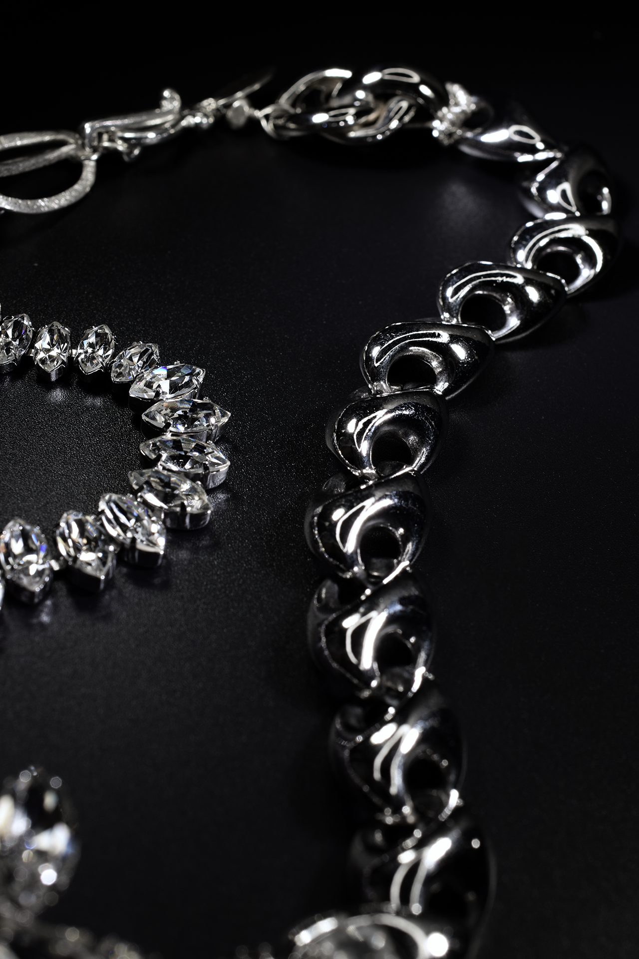 vintage rhinestone silver statement necklace
