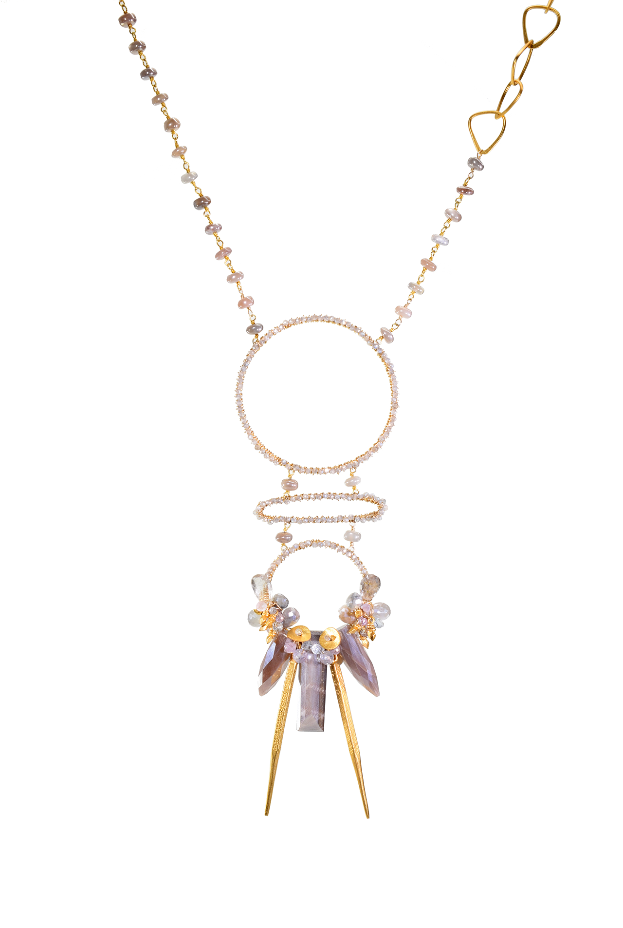 Kali Long MultiCircle Gemstone Drop Pendant Necklace — ANDREA LI