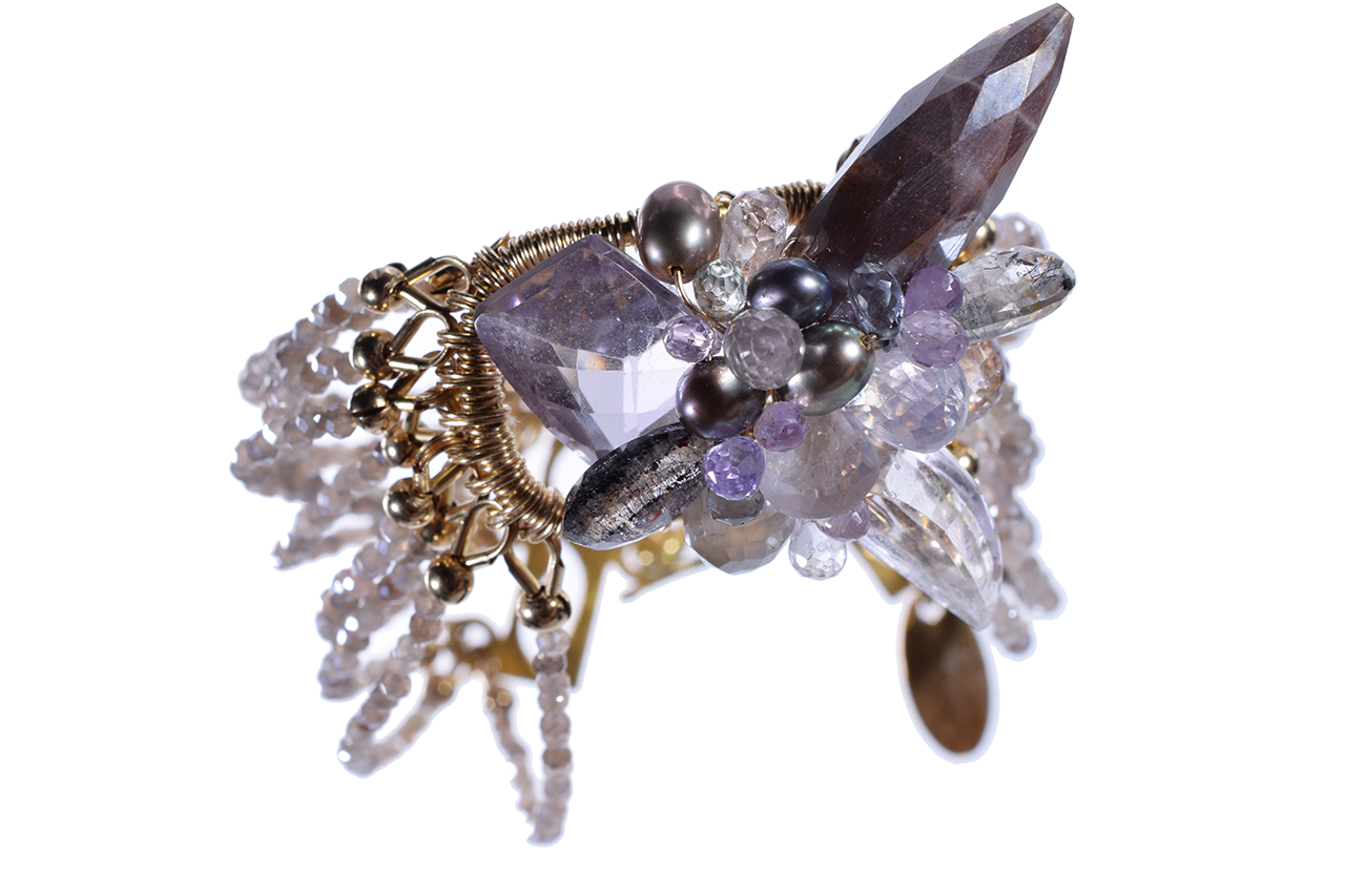 gemstone multi strand cuff bracelet